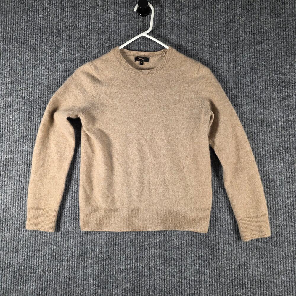 Quince Cashmere Crewneck Sweater Beige Long Sleeve Knit Women S